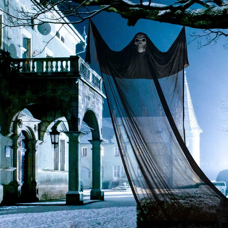 Rynx | Halloween Hanging Skull Ghost Haunted House Decoration With LED Sound Ghost Ornament Indoor Outdoor Bar Halloween Party Decor