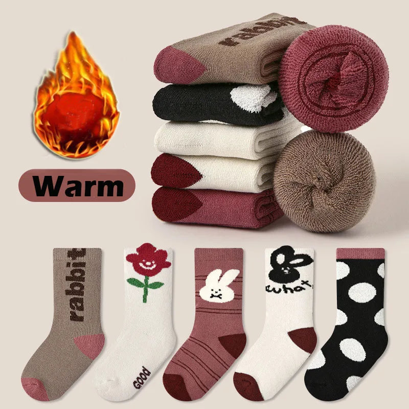 Lisslune | Fleece Winter Wool Socks for Kids (5 Pairs)