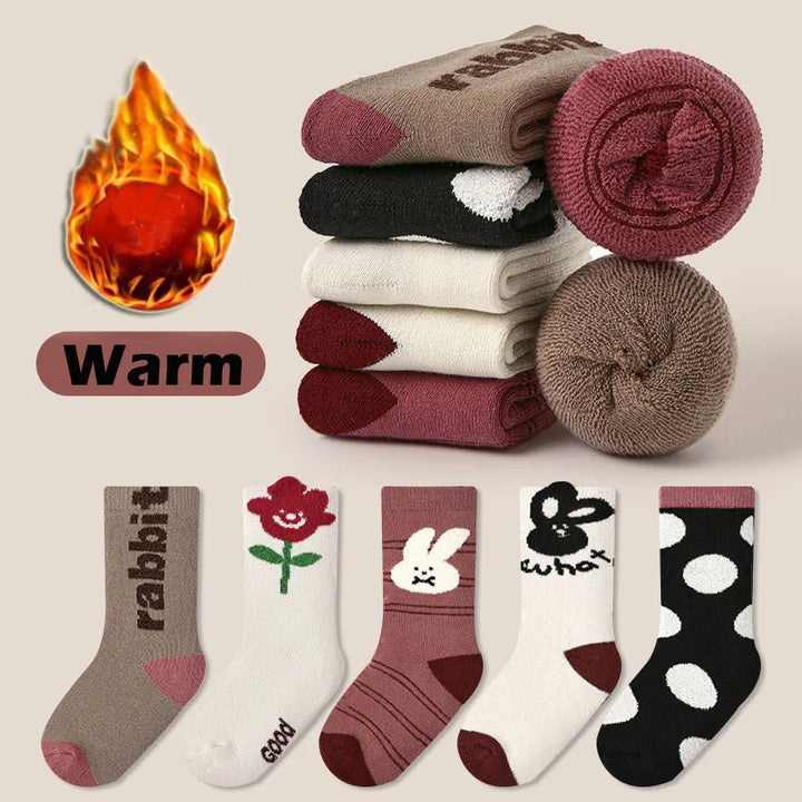 Lisslune | Fleece Winter Wool Socks for Kids (5 Pairs)