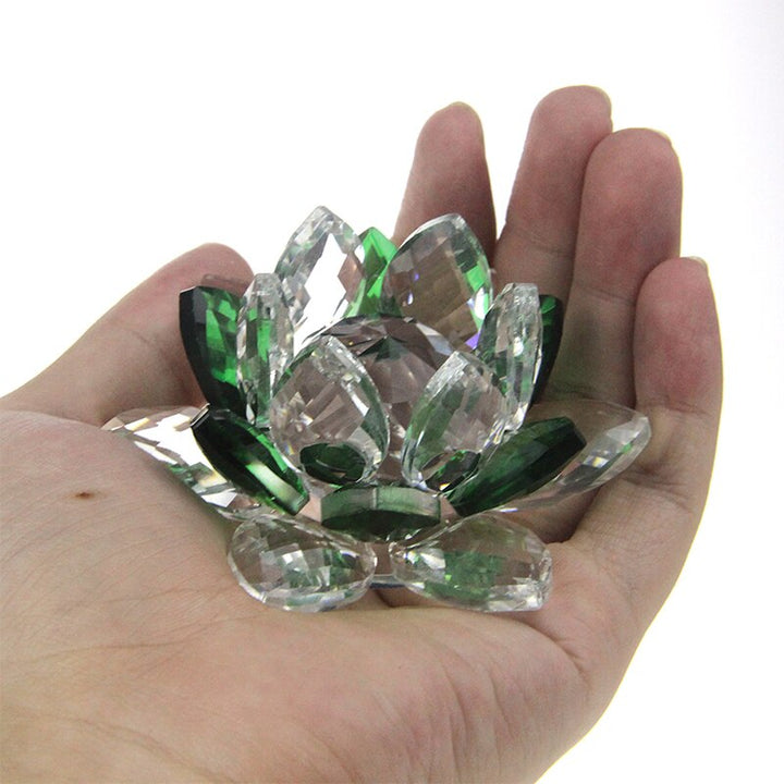 Lisslune | Crystal Lotus Flower Craft Glass Paperweight Home Decoration Ornaments Figures Home Wedding Party Decor Gifts Souvenir