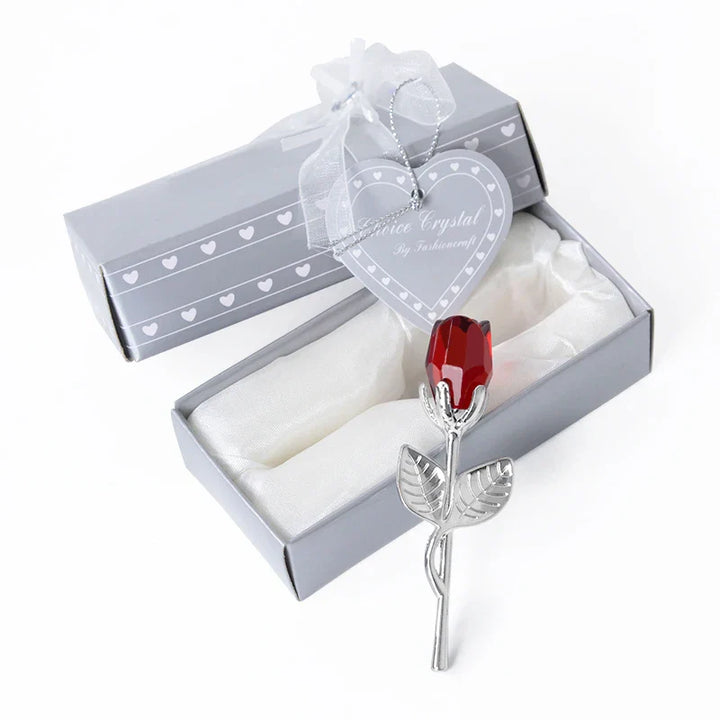 Lisslune | Crystal Bear Glass Rose - Valentine's Day Gift, Fashion Ornament, Wedding Home Decor