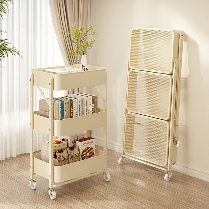 Rynx | Trolley storage shelf multi-layer standing vegetable organizer household movable and foldable small cart storage shelf