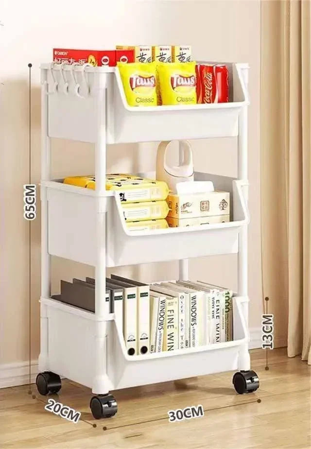 Rynx | Trolley Bookshelf Kitchen Storage Rack Kitchen Corner Cabinet Narrow Slot Storage Cabinet Bathroom Living Room Home Organizer