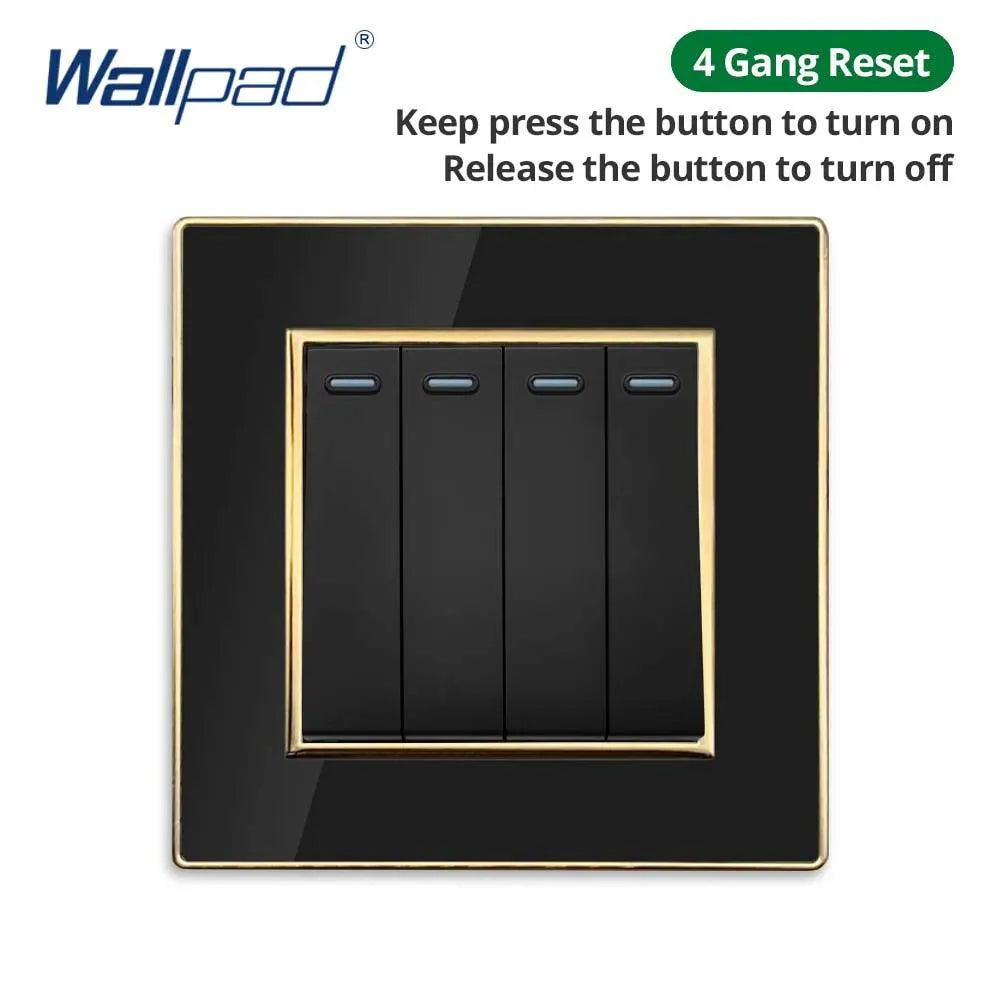 Lisslune | Luxurious black acrylic interchangeable panel with golden accents and universal sockets - 220V, multiple socket, modern design - Illuminated control panel with USB charging function