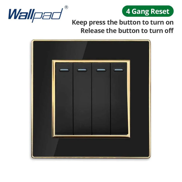Lisslune | Luxurious black acrylic interchangeable panel with golden accents and universal sockets - 220V, multiple socket, modern design - Illuminated control panel with USB charging function