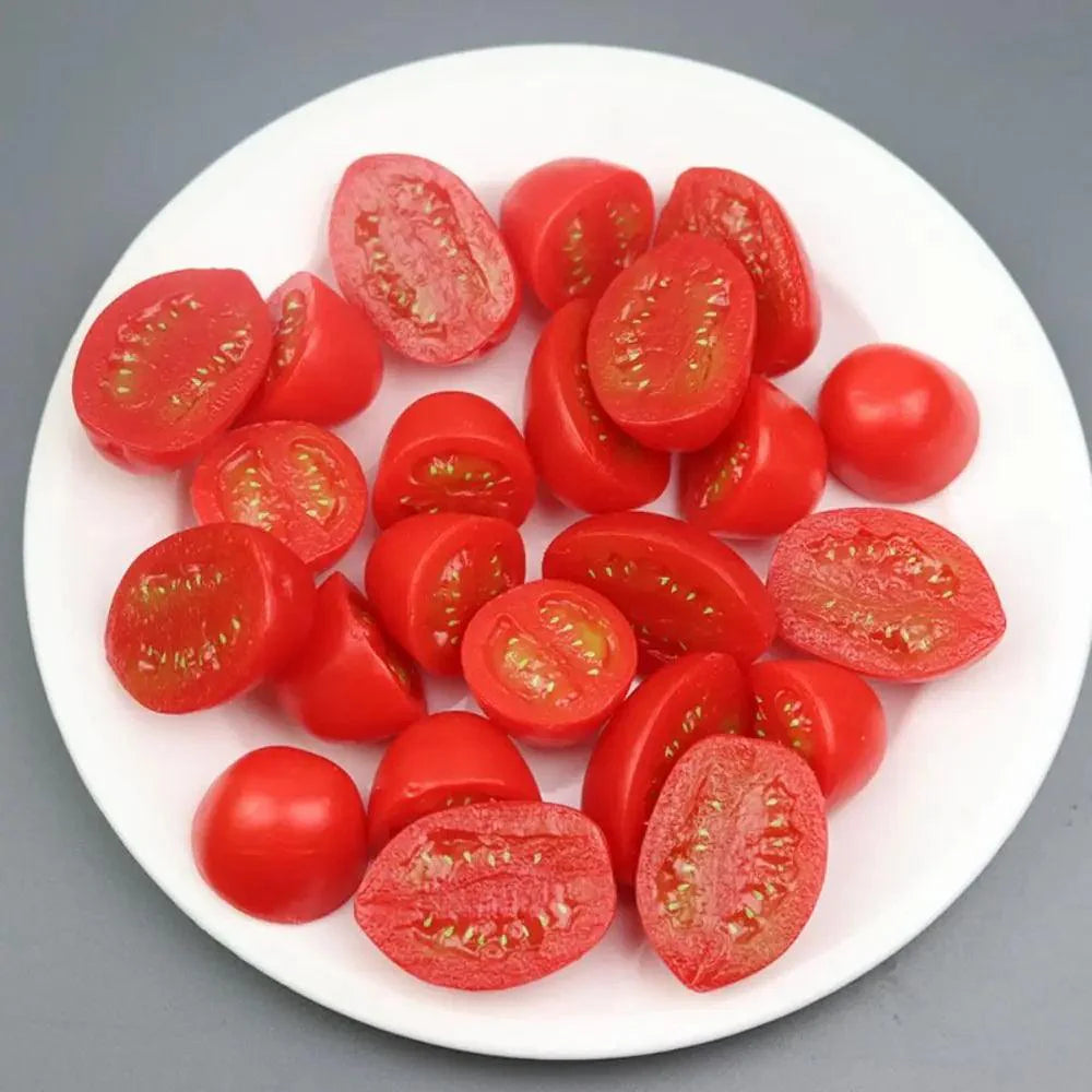 Lisslune | 4-piece realistic artificial cherry tomatoes - lifelike decorative fruits for home decor