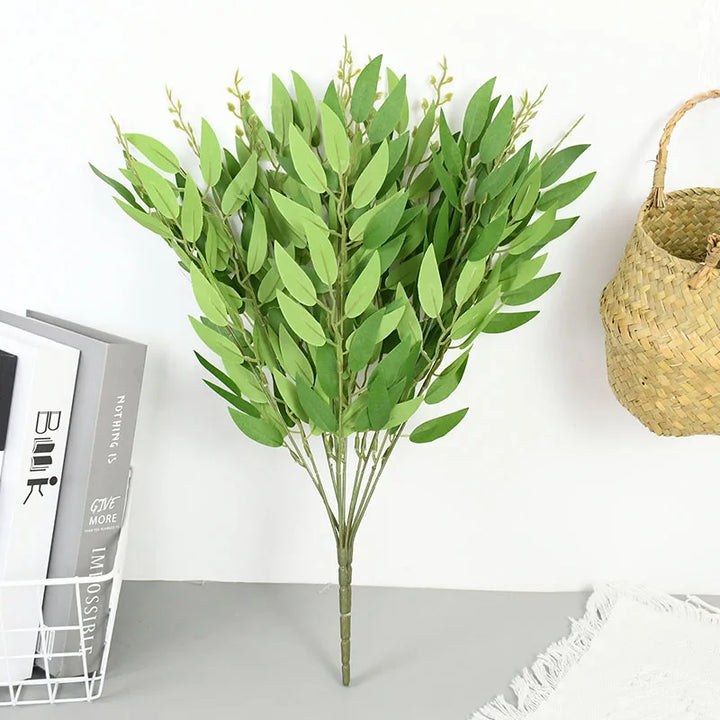 Rynx Silk Artificial Willow Bouquet Artificial Green Leaves for Wedding Home Garden Vase Decoration Jungle Party DIY Plants Wreath