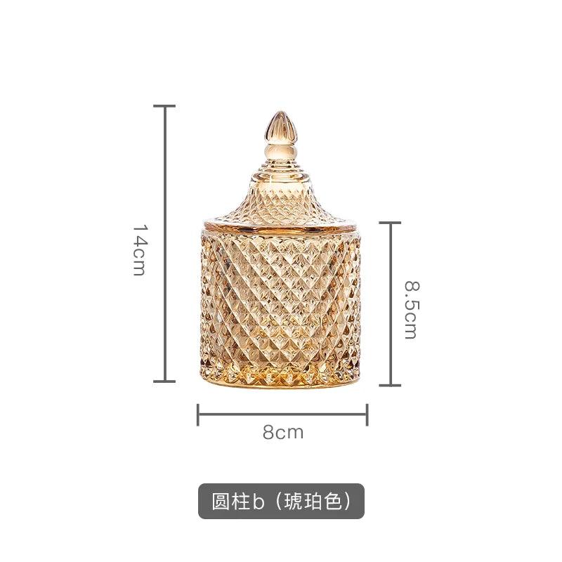 Lisslune | Amber Radiance Crystal Glass Storage Jar with Lid for Jewelry and Event Decor