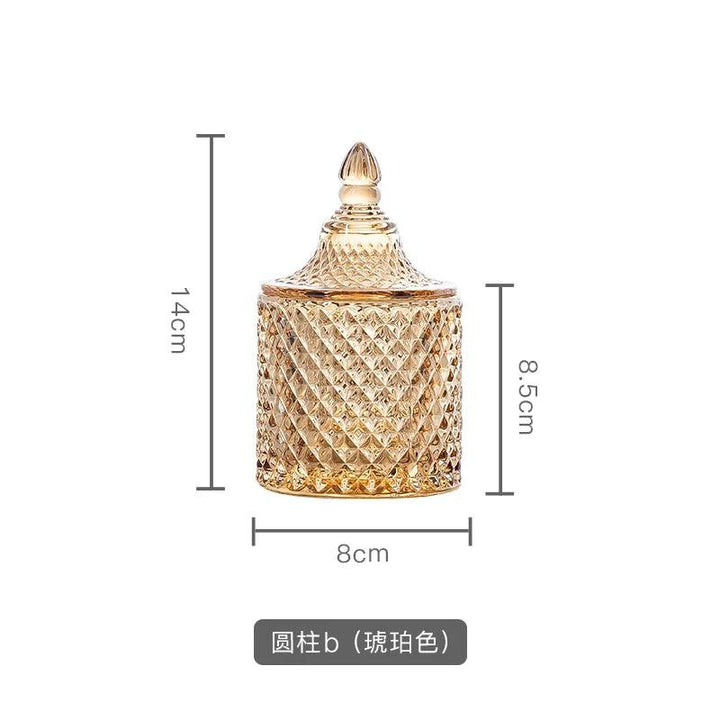 Lisslune | Amber Radiance Crystal Glass Storage Jar with Lid for Jewelry and Event Decor