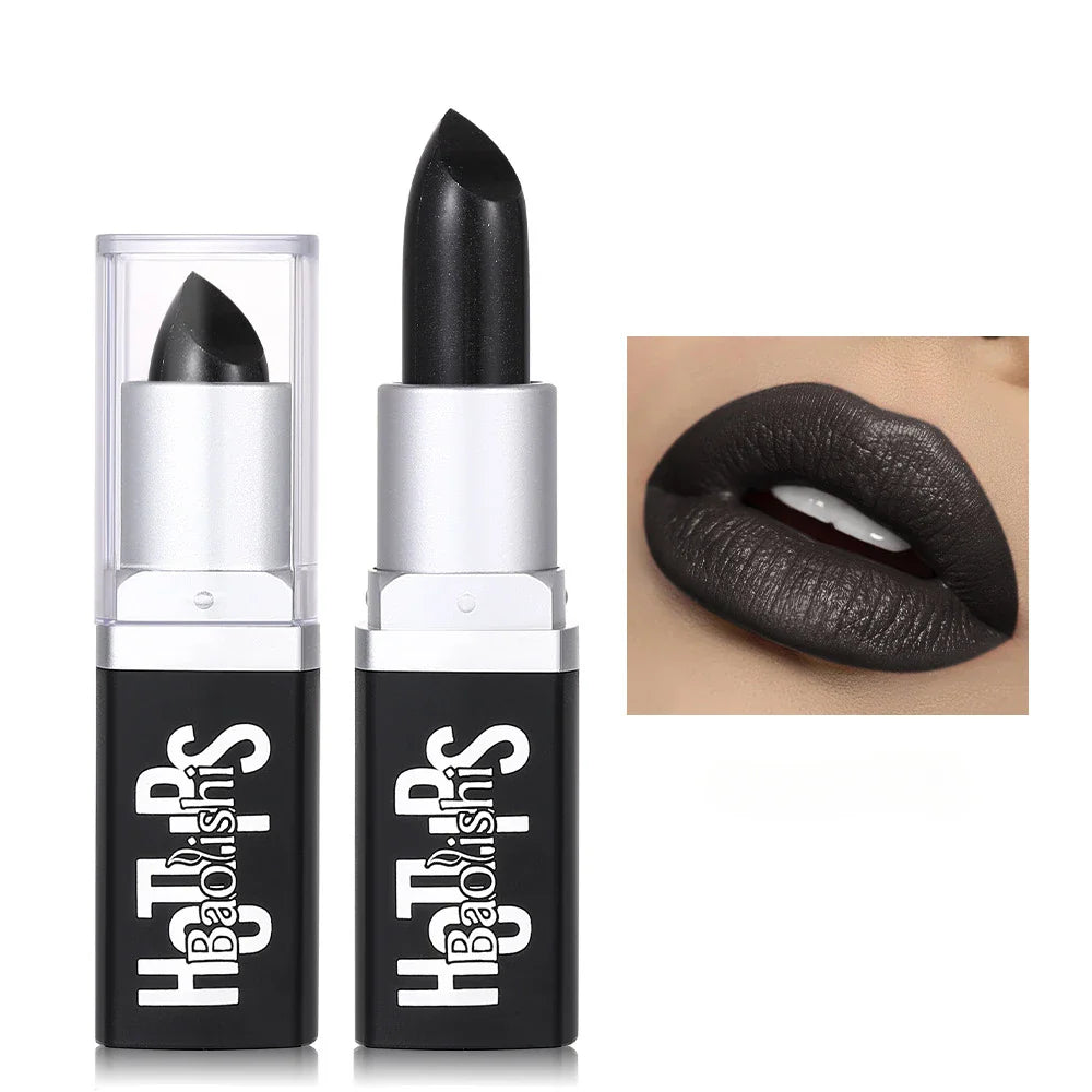 Rynx | Black lipstick for Halloween makeup Waterproof glitter lipsticks Sexy black lip gloss Glossy lip tint Cosmetics Halloween makeup
