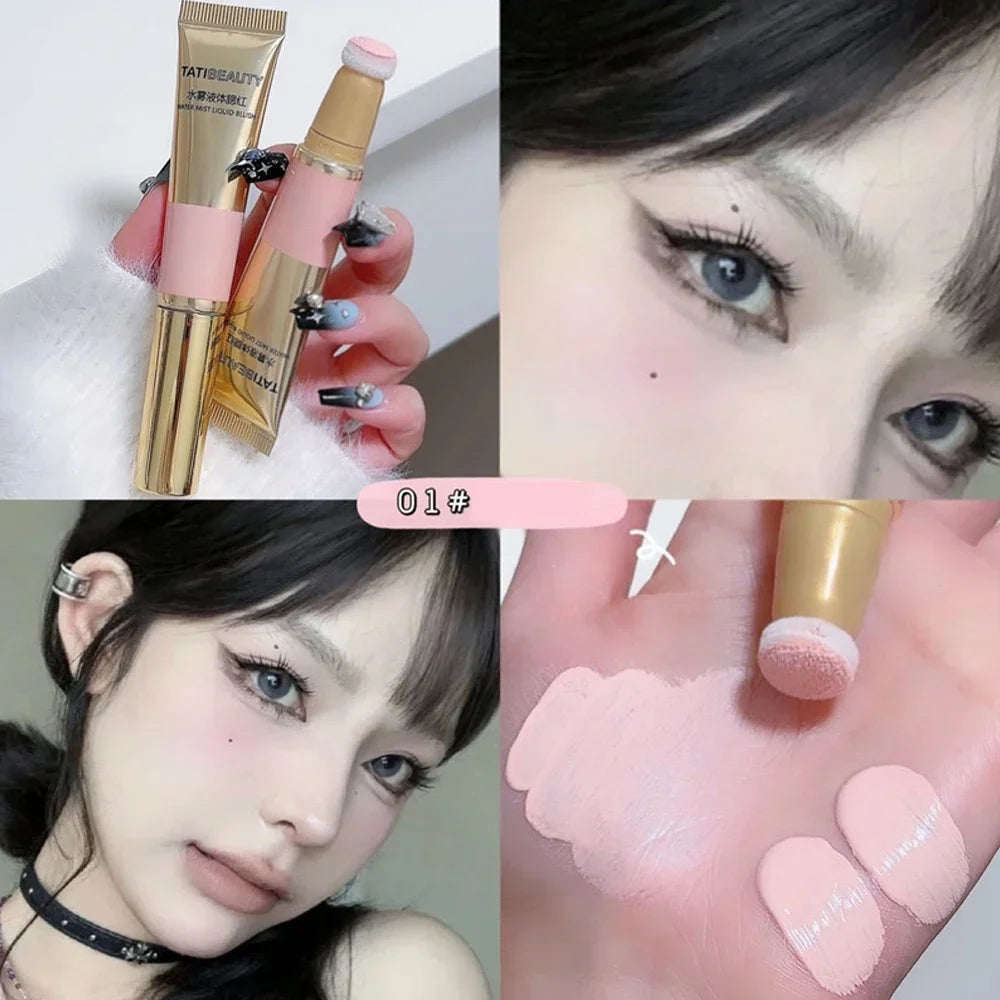 Rynx | Smooth Liquid Blush Cheek Ink Sponge Matte Gentle Face Makeup Blush Pigment Waterproof Long-lasting Creamy Cosmetics