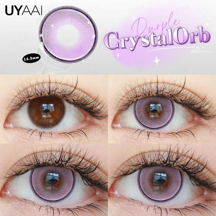 Rynx | Myopia 15MM Black Diamond Lenses with Diopters 1 Pair Big Eyes Natural Black Lenses Brown Contact Lenses Gray Purple Lens
