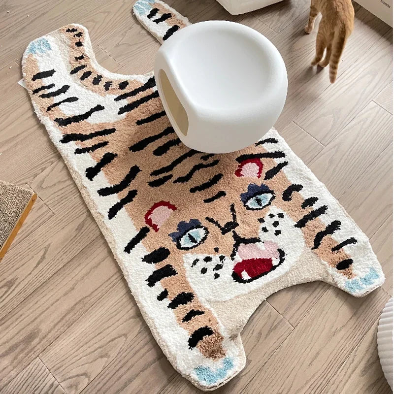 Rynx | Irregular Tiger Pattern Living Room Rug Cute Leopard Pattern Children's Room Rug Aesthetic Rugs тигр ковер 호랑이 양탄자 Tapis IG