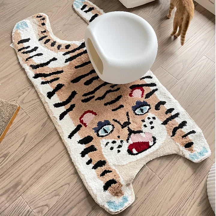 Rynx | Irregular Tiger Pattern Living Room Rug Cute Leopard Pattern Children's Room Rug Aesthetic Rugs тигр ковер 호랑이 양탄자 Tapis IG