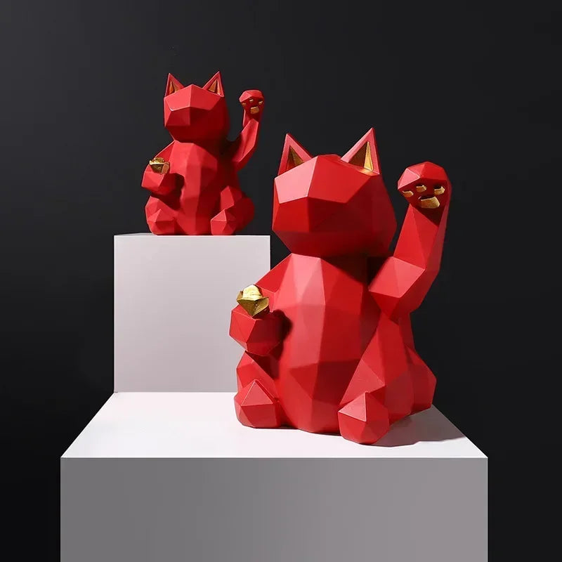 Lisslune | Nordic Minimalism Geometry Lucky Cat Statues