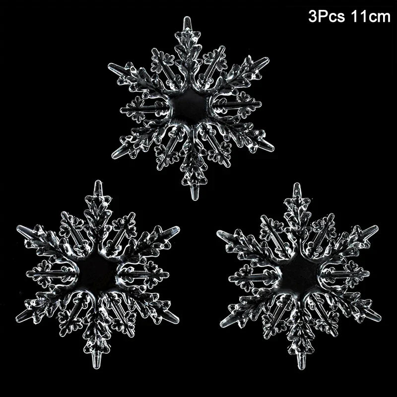 Rynx | 3 Piece Christmas Acrylic Snowflake Ornaments Transparent Xmas Tree Hanging Decorations Christmas Decorations for Home New Year