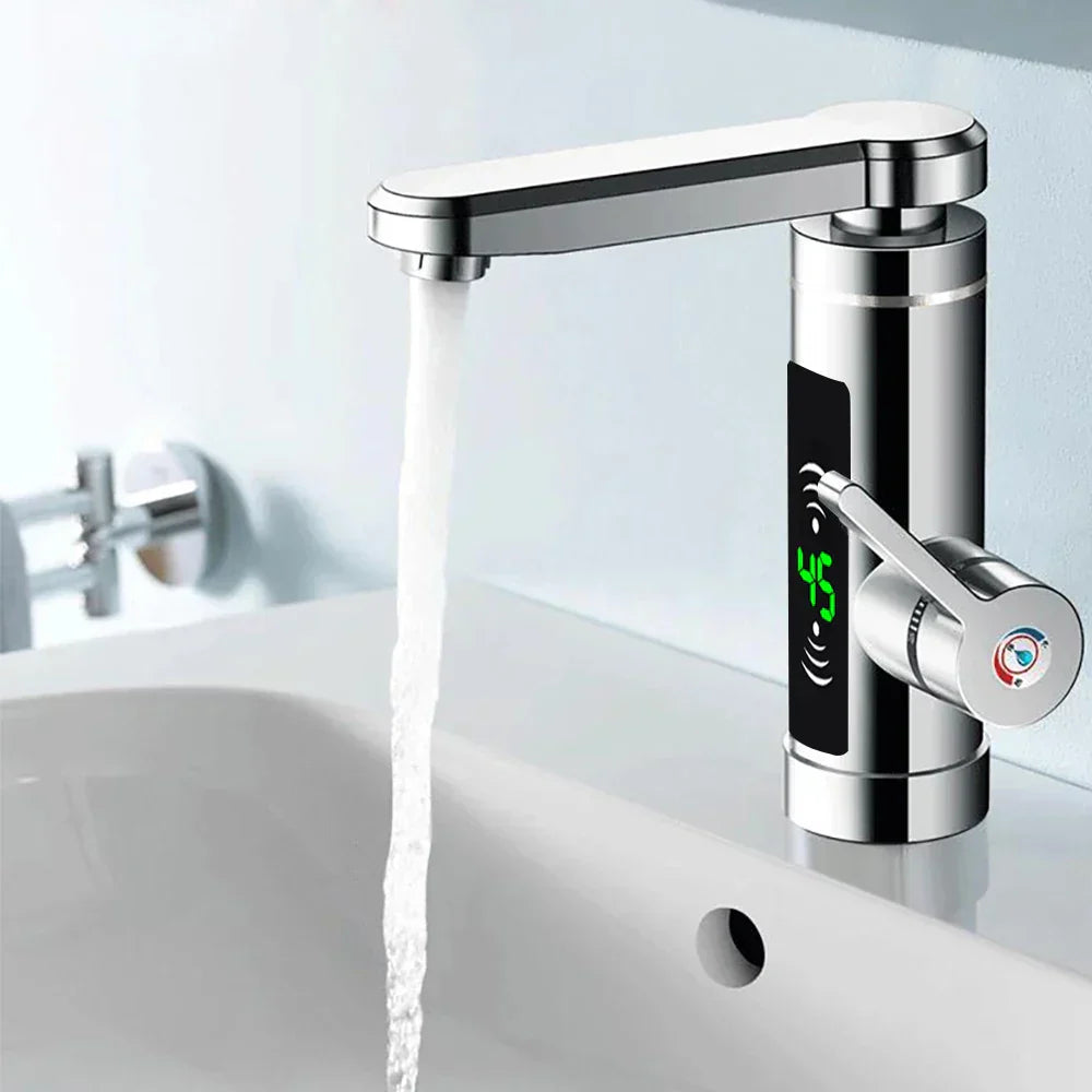 Lisslune | ThermoFlow 3000W Instant Heating Kitchen Tap with 360° Rotating Spout – Stainless Steel & Energy Efficient