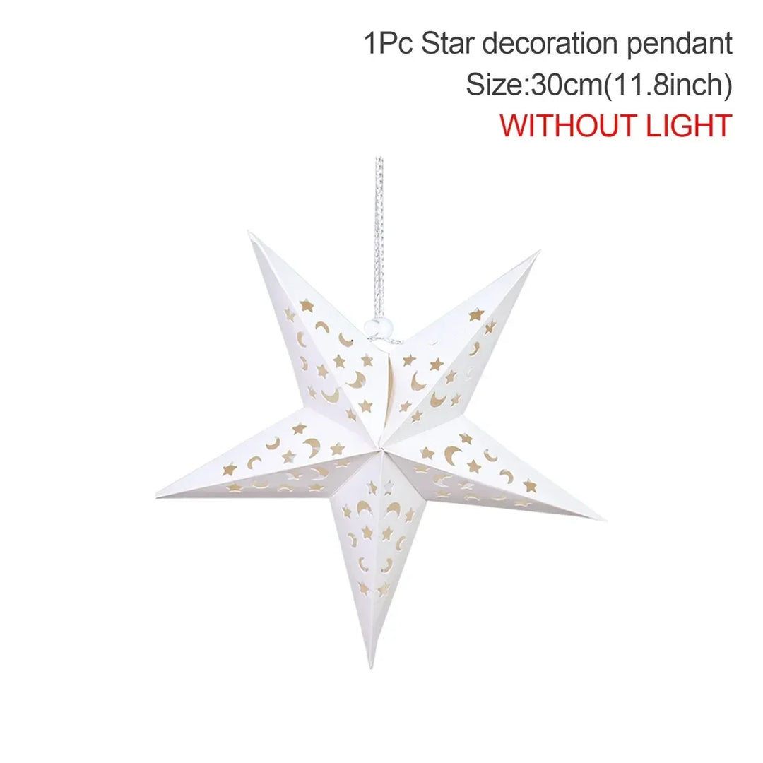 Rynx Hollow Star Hanging Pendant Ramadan Decoration 2024 for Home Navidad Natal Noël Gifts Christmas Ornaments New Year 2025