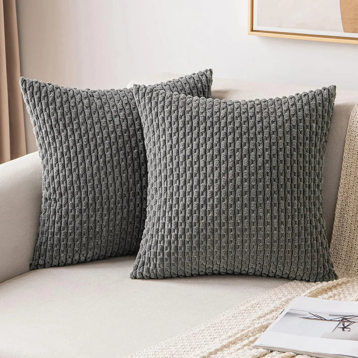 Lisslune | Boho Ribbed Corduroy Cushion Cover – Stylish Striped Decorative Pillowcase for Sofa or Bed
