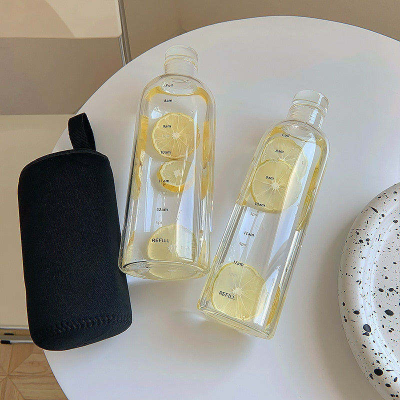 Lisslune | Time Scale Heat-Resistant Glass Water Bottle