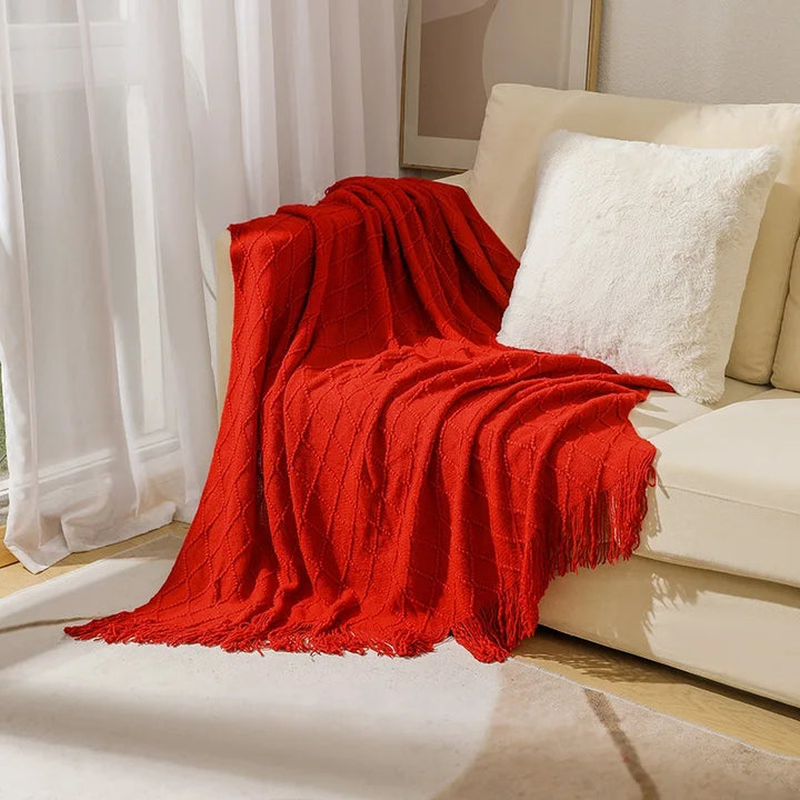 Lisslune | purple diamond knit blanket