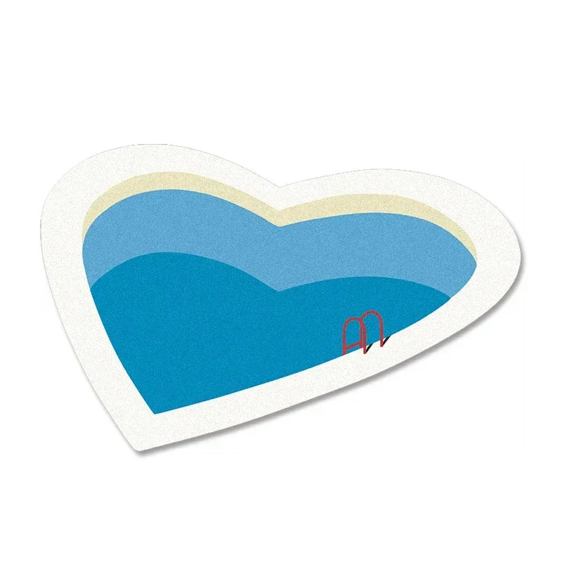 Rynx Cartoon Love Shape Soft Plush Floor Mat for Kids, Bedroom Rugs, Children's Room Decoration, Bedroom Carpet, House Carpet, Pool