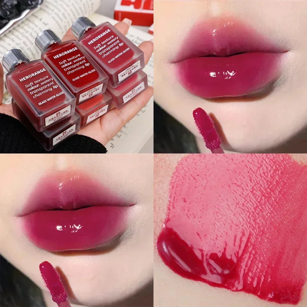 Rynx | Black Mirror Water Light Lip Gloss High Shine Moisturizing Long Lasting No Fading Liquid Lipstick Sexy Red Lips Makeup Cosmetics