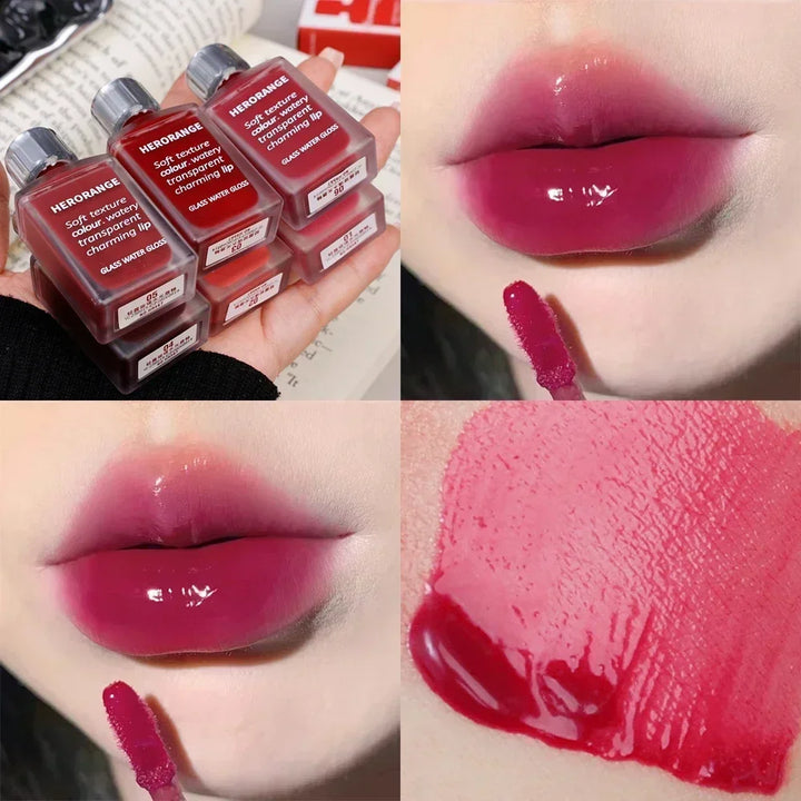 Rynx | Black Mirror Water Light Lip Gloss High Shine Moisturizing Long Lasting No Fading Liquid Lipstick Sexy Red Lips Makeup Cosmetics