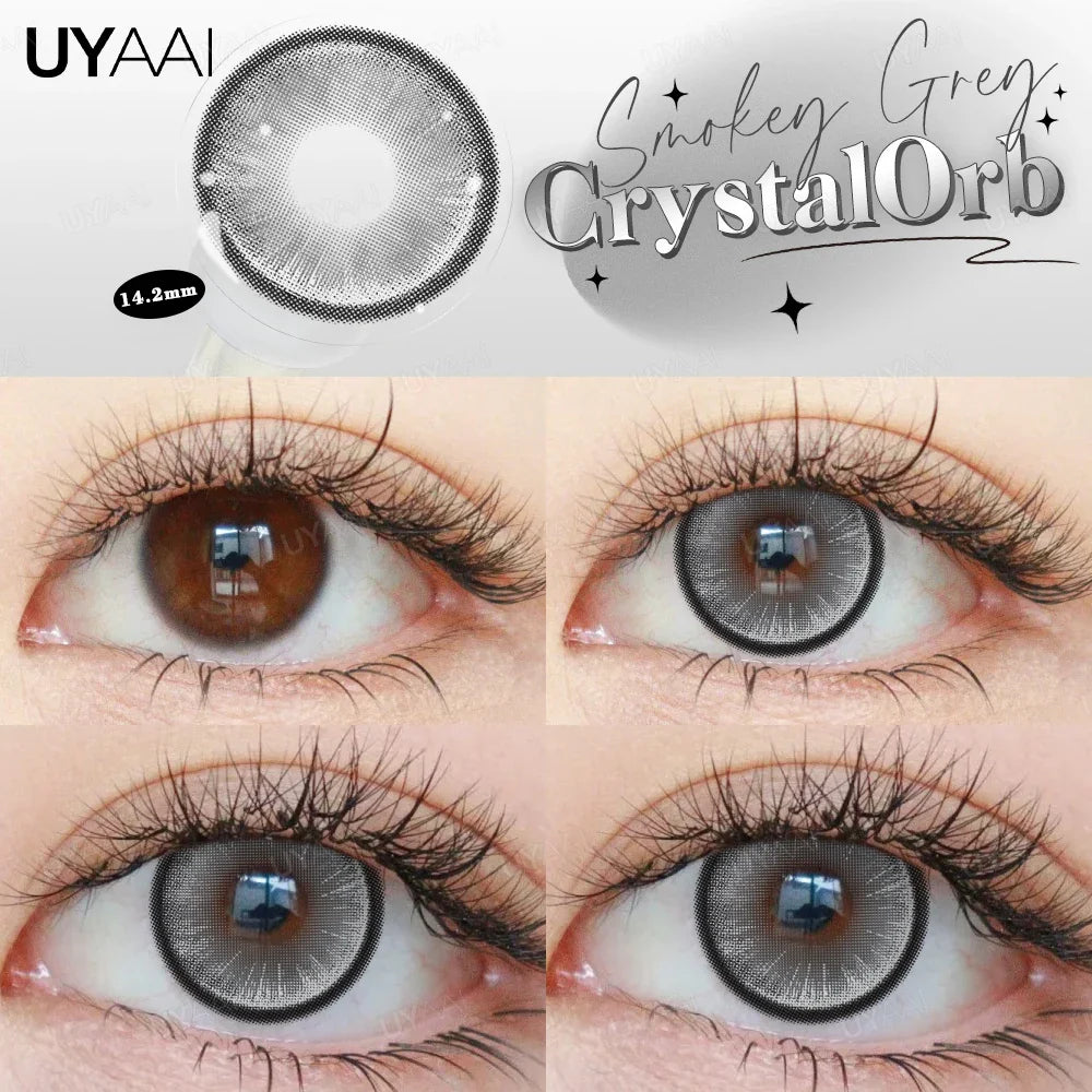 Rynx | Myopia 15MM Black Diamond Lenses with Diopters 1 Pair Big Eyes Natural Black Lenses Brown Contact Lenses Gray Purple Lens
