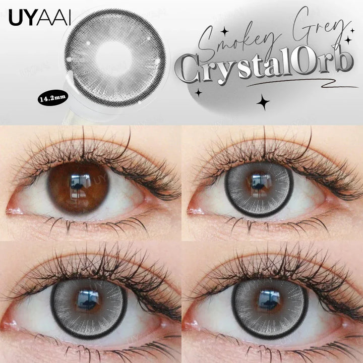 Rynx | Myopia 15MM Black Diamond Lenses with Diopters 1 Pair Big Eyes Natural Black Lenses Brown Contact Lenses Gray Purple Lens