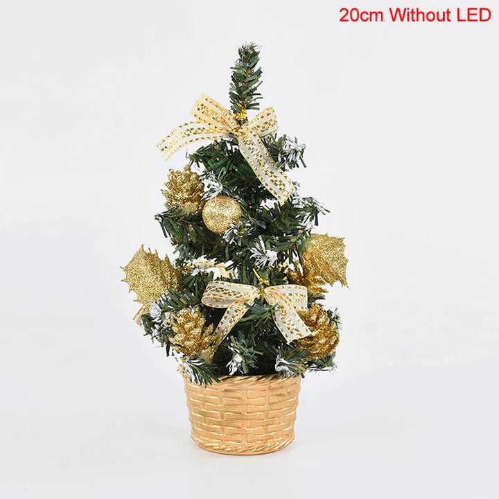 Rynx 20/30cm Artificial Christmas Tree Table Ornament with LED Light Balls Christmas Decoration for Home New Year Gift Mini