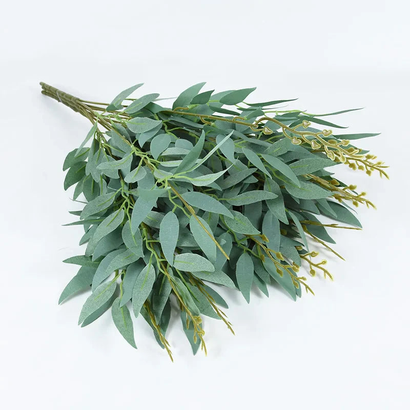 Rynx Silk Artificial Willow Bouquet Artificial Green Leaves for Wedding Home Garden Vase Decoration Jungle Party DIY Plants Wreath