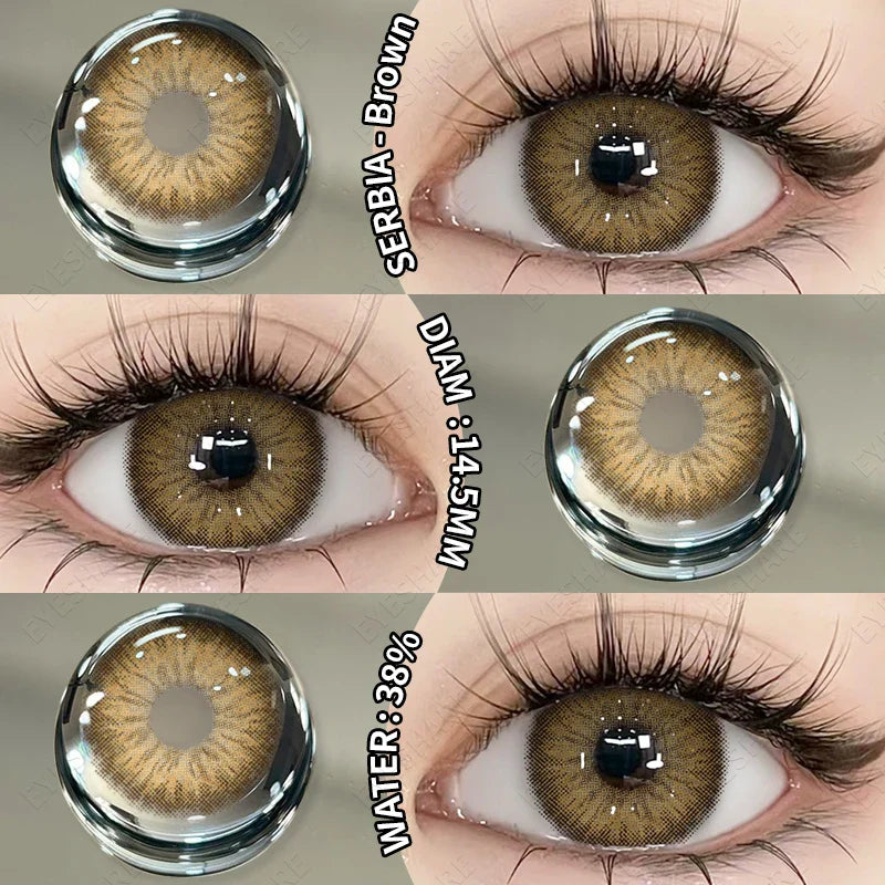 Rynx | New 1 Pair Contact Lenses Colored Contact Lenses Blue Colorful Beautiful Pupil Green Color Eye Lenses Annual Brown Contact Lenses