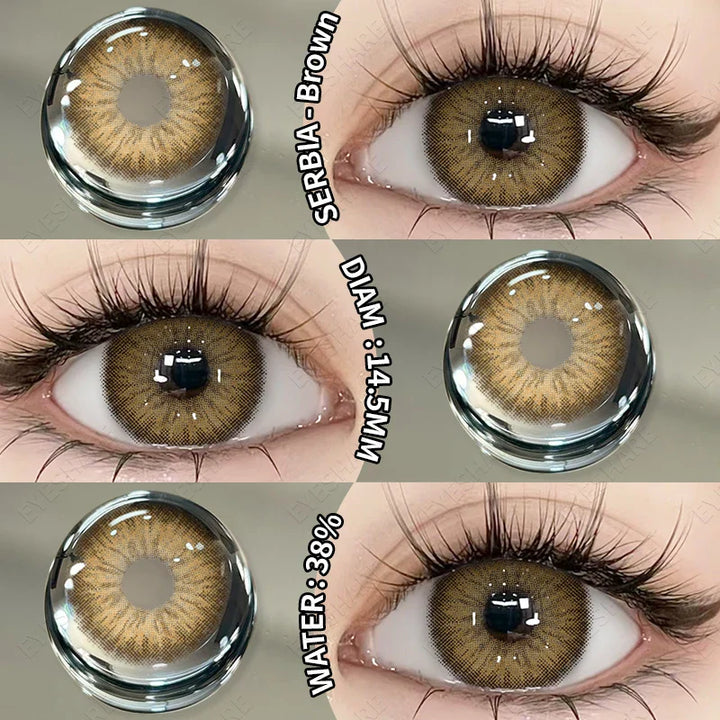 Rynx | New 1 Pair Contact Lenses Colored Contact Lenses Blue Colorful Beautiful Pupil Green Color Eye Lenses Annual Brown Contact Lenses