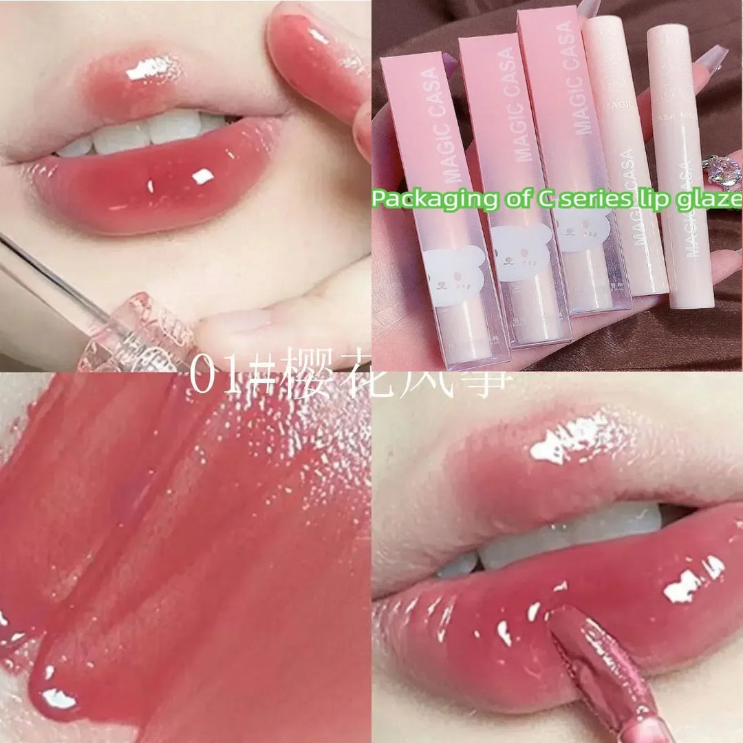 Rynx | Cute Bear Lip Gloss Crystal Jelly Mirror Waterproof Liquid Lipstick Moisturizing Reducing Lip Wrinkles Long-lasting Lip Tint Makeup