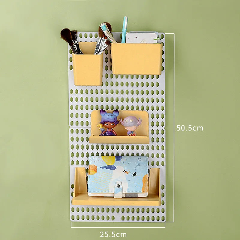Rynx | Perforated board wall display decor free perforation pegboard wall organizer shelf kitchen household storage plastic DIY combinable shelf