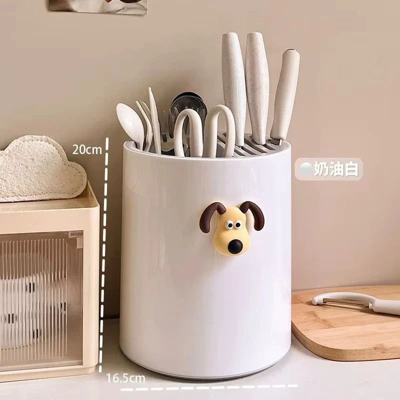Rynx | Rotating Storage Rack Kitchen Counter Household Spoon Fork Chopsticks Knife Holder Household Dish Integrated Storage Rack