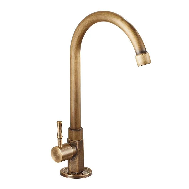 Lisslune | Elegant Swan Neck Kitchen Faucets made of Antique Brass