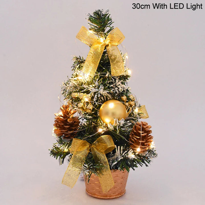 Rynx 20/30cm Artificial Christmas Tree Table Ornament with LED Light Balls Christmas Decoration for Home New Year Gift Mini