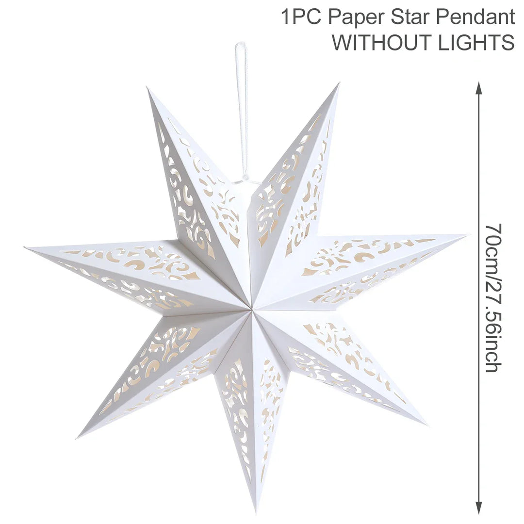Rynx Hollow Star Hanging Pendant Ramadan Decoration 2024 for Home Navidad Natal Noël Gifts Christmas Ornaments New Year 2025