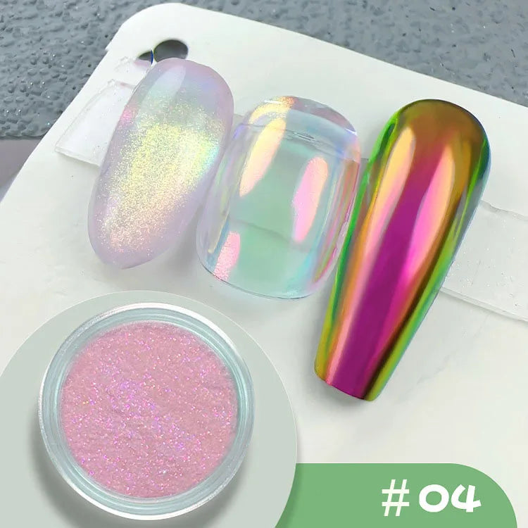 Rynx | 1jar Chrome Chameleon Aurora Nail Powder Metallic Effect Nail Glitter Pigment Mirror Nail Rubbing Dust Gel Nail Polish Accessories