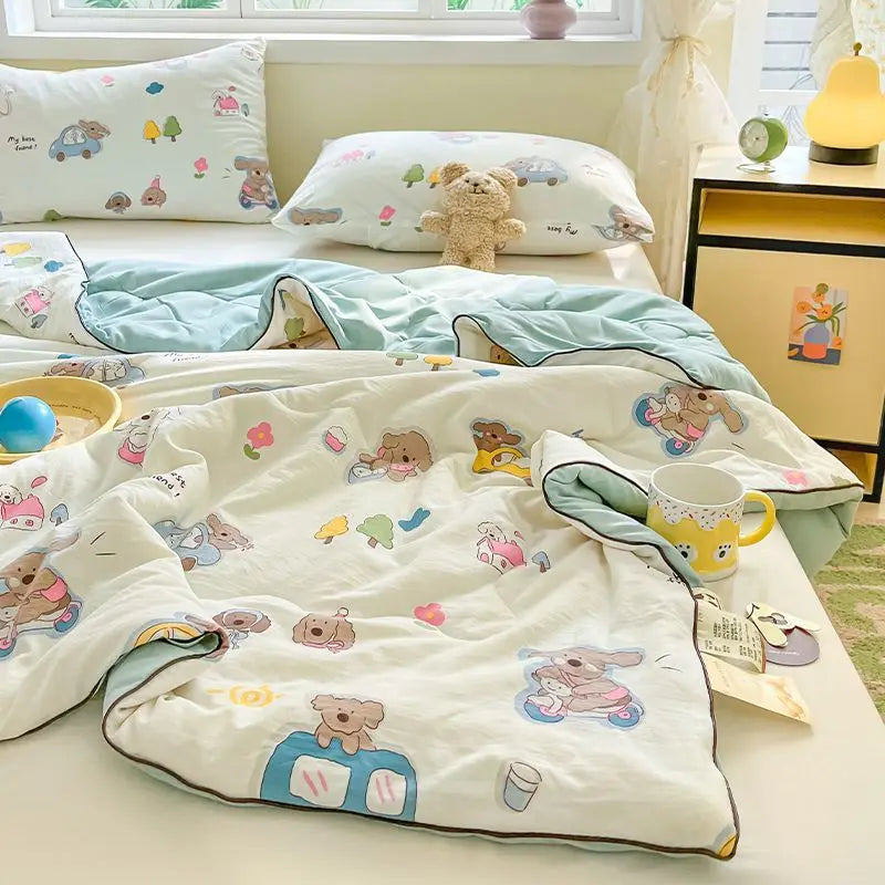 Rynx | Summer blanket Climate blanket Flower girl Heart Class A Double-layer yarn Summer cool soft Machine washable