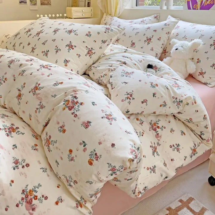 Rynx Bedding Set Refreshing New Blue Wind CHIME Four-Piece Set On Bed Washable Cotton Bed Sheets Bed Sheets Dormitory 3 Pieces
