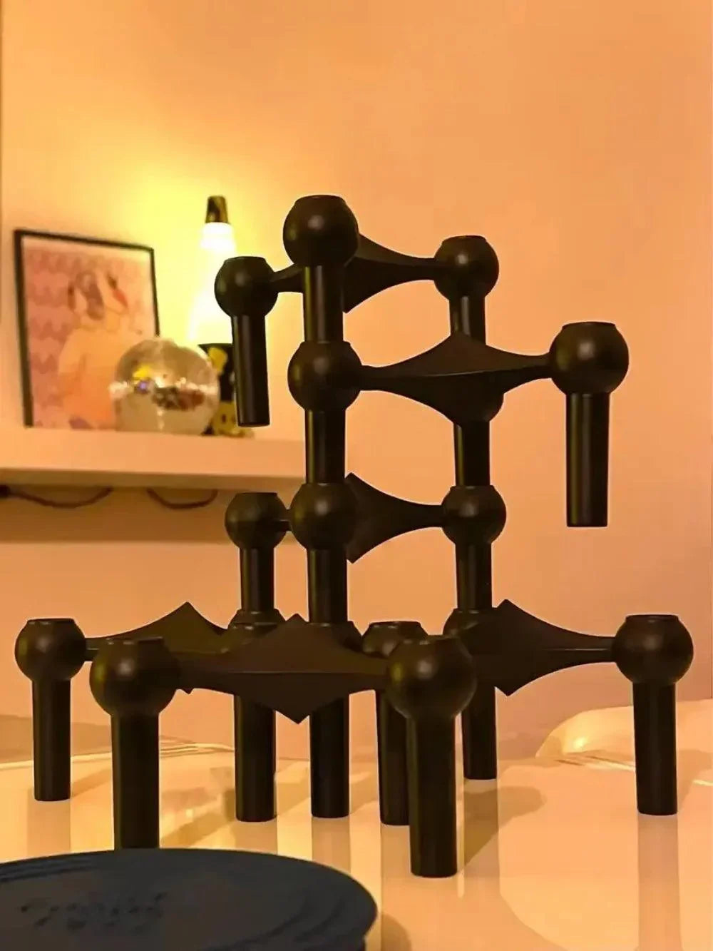 Lisslune | Modern Molecular Metal Candle Holder – Nordic-Style Silver Candle Stand for Elegant Home Decor