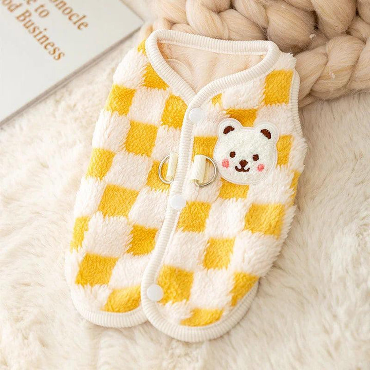 Lisslune | Cozy Plush Cute Bear Print Winter Sweater for Small Dogs & Puppies with Safe Buckle Closure