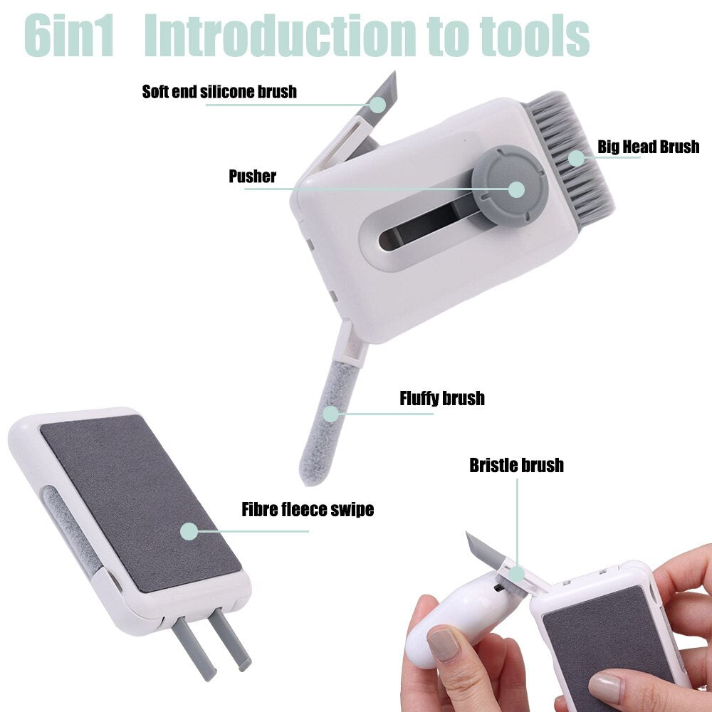 Lisslune | 6in1 Ultimate Retractable Earphone Keyboard Cleaning Brush