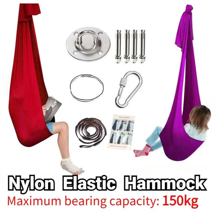Lisslune | Versatile Nylon Swing Hammock for Sensory Therapy and Relaxation with Yoga Straps
