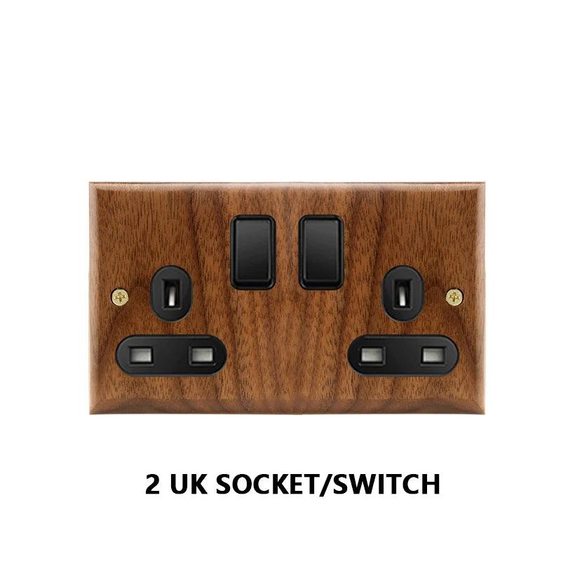 Lisslune | Stylish Black Walnut Electric Panel with USB Ports, Adjustable LED Ambient Lighting and Modern Pull Knob Features