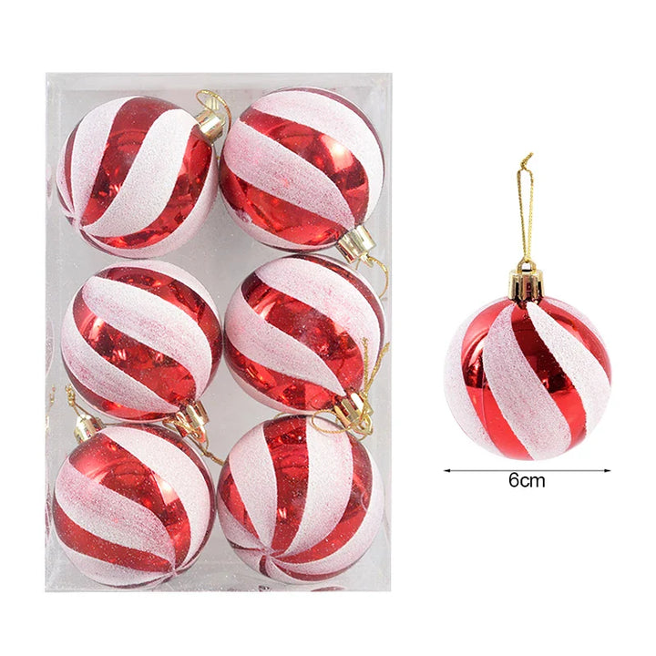 Rynx 6pcs/Box 6cm Christmas Tree Balls Ornaments Xmas Tree Hanging Decorations Christmas Decorations for Home Navidad Natal New Year Gift