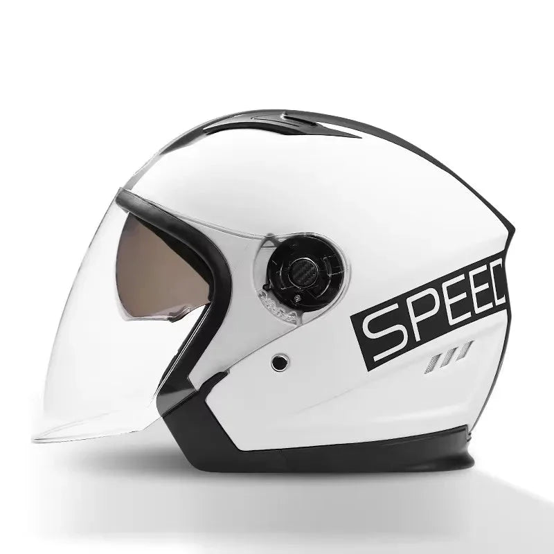 Lisslune | Retro 3/4 Open-Face Motorcycle Helmet with Dual Lens – AeroRide